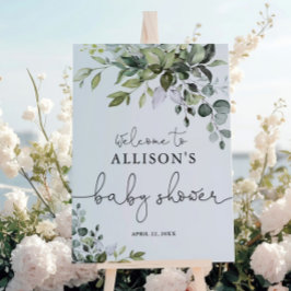 Geschlecht Neutrales Grün Babydusche Begrüßungszei Poster