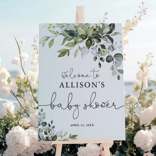 Geschlecht Neutrales Grün Babydusche Begrüßungszei Poster