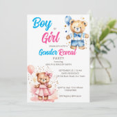 Geschlecht: niedliche Teddybär-Junge oder Mädchenv Einladung (Stehend Vorderseite)