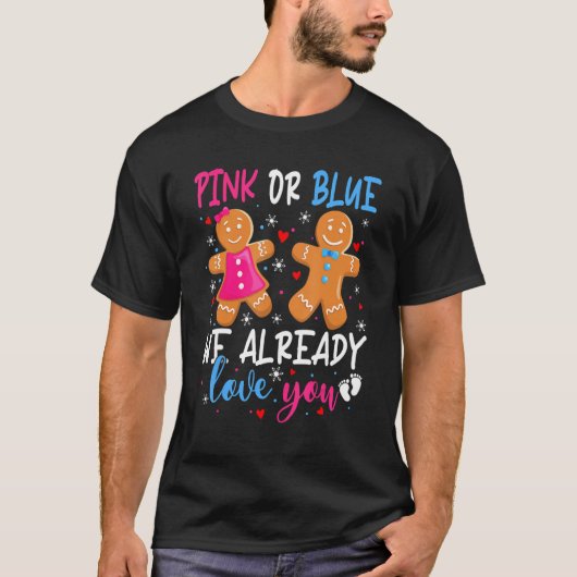 Geschlecht Niedliches Lebkuchen rosa oder blaue Li T-Shirt (Vorderseite)