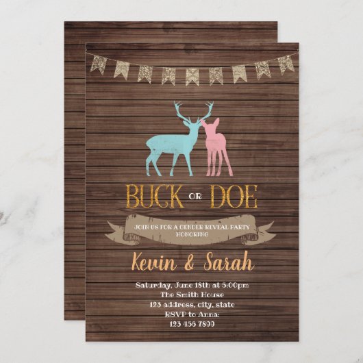 Geschlecht oder Geschlecht zeigen Party Einladung (Vorne/Hinten)