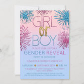 Geschlecht offen Pink Blue Glitzer Sternexplosion Einladung (Vorderseite)