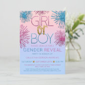 Geschlecht offen Pink Blue Glitzer Sternexplosion Einladung (Stehend Vorderseite)