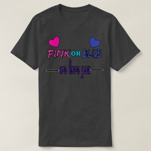 Geschlecht offen Rosa oder Blau, Junge oder Mädche T-Shirt (Design vorne)