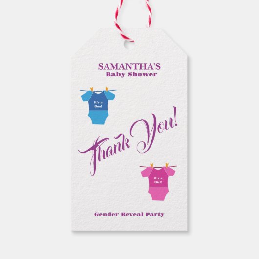 Geschlecht offenbaren Baby-Duschjunge oder Mädchen Geschenkanhänger (Rückseite)