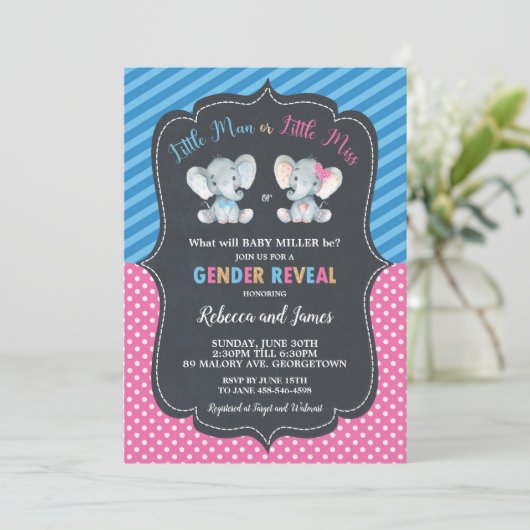 Geschlecht offenbaren Elefanten Kleine Mann oder k Einladung (Stehend Vorderseite)