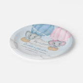 Geschlecht offenbaren Elephant Balloon Baby Shower Pappteller (Schrägansicht)