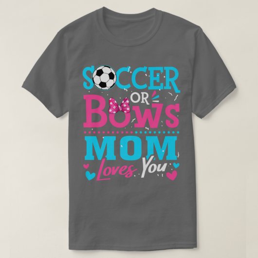 Geschlecht offenbaren Fußball oder Bows Mama Liebe T-Shirt (Design vorne)