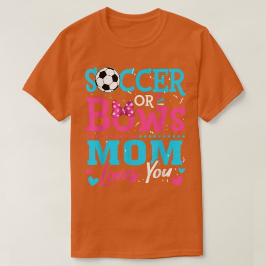 Geschlecht offenbaren Fußball oder Bows Mama Liebe T-Shirt (Design vorne)