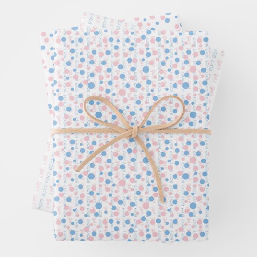 Geschlecht offenbaren Polka-Punkte Packpapier Blat Geschenkpapier Set (Beispiel)