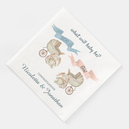 Geschlecht offenbart Baby Bunny Pink oder Blue Serviette (Ecke)