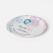 Geschlecht offenbart Baby Dusche blauen rosa Glitz Pappteller (Schrägansicht)