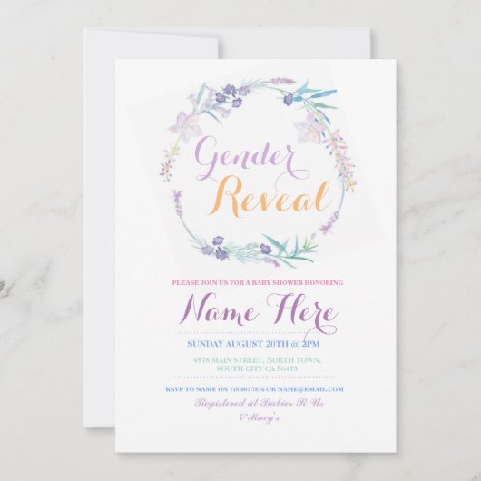 Geschlecht offenbart Baby Dusche Rosa Party Einlad Einladung (Vorderseite)