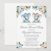 Geschlecht offenbart Baby Elefanten Bows Pink Blue Einladung (Vorne/Hinten)