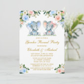 Geschlecht offenbart Baby Elefanten Pink Blue Flor Einladung (Stehend Vorderseite)