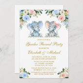 Geschlecht offenbart Baby Elefanten Pink Blue Flor Einladung (Vorne/Hinten)