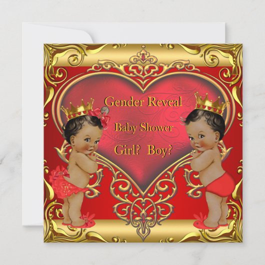 Geschlecht offenbart Baby Shower Boy Girl Red Ethn Einladung (Vorderseite)