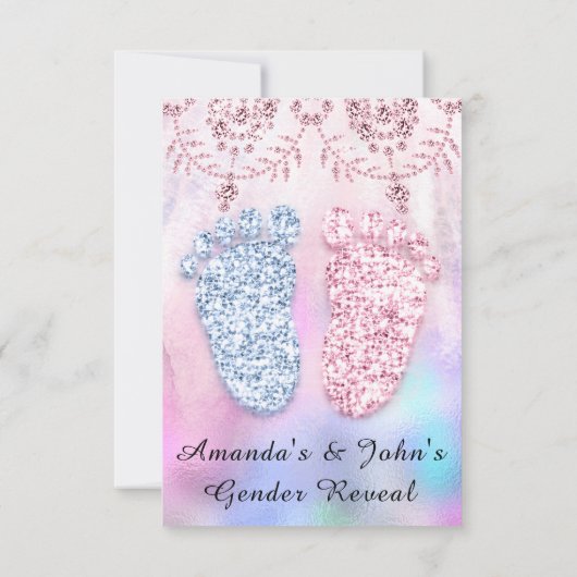 Geschlecht offenbart Baby Shower Feet Girl Boy Pin Einladung (Rückseite)