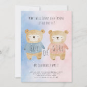 Geschlecht offenbart Bears Sternenfarbe Rosa blaue Einladung (Vorderseite)