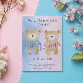 Geschlecht offenbart Bears Sternenfarbe Rosa blaue Einladung