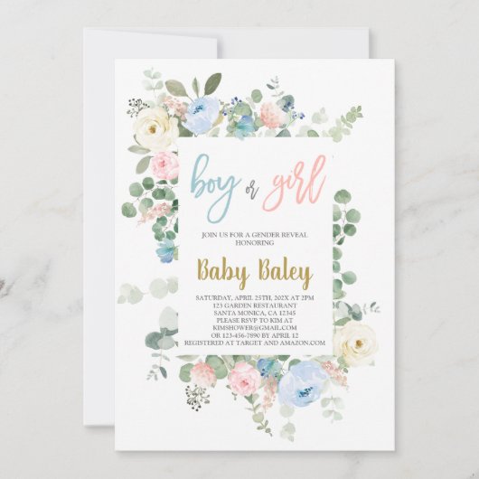 Geschlecht offenbart Bläschen Einladung (Vorderseite)