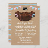 Geschlecht offenbart blaue oder rosa Kuchen Baby D Einladung (Vorne/Hinten)