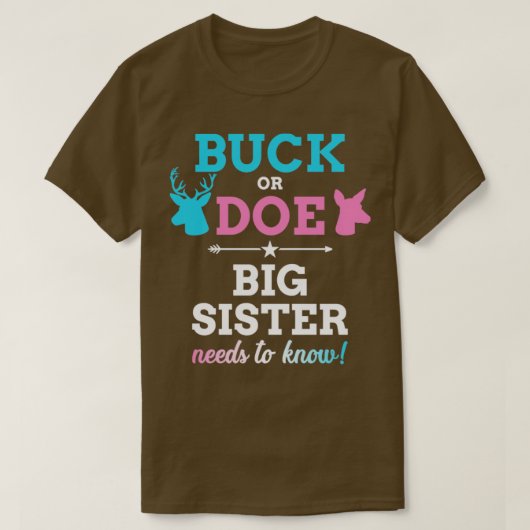 Geschlecht offenbart buck oder Schwester passend B T-Shirt (Design vorne)