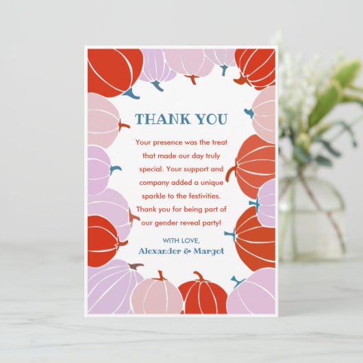 Geschlecht offenbart Danksagungen Karten Pumpkin H (Stehend Vorderseite)