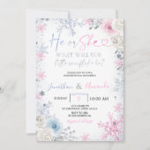 Geschlecht offenbart, dass er oder sie Schneeflock Einladung (Vorderseite)