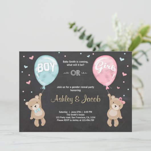 Geschlecht offenbart Einladung Teddy Bären Boy ode (Stehend Vorderseite)