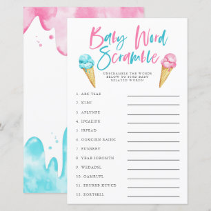 Geschlecht offenbart Eiscreme Baby Word Scramble G