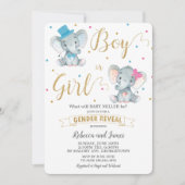 Geschlecht offenbart Elephant Baby Boy oder Baby G Einladung (Vorderseite)