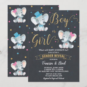Geschlecht offenbart Elephant Baby Gender Reveal P Einladung