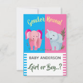 Geschlecht offenbart Elephant Girl Boy Baby Shower Einladung (Vorderseite)