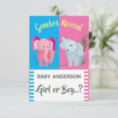 Geschlecht offenbart Elephant Girl Boy Baby Shower Einladung (Stehend Vorderseite)