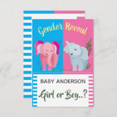 Geschlecht offenbart Elephant Girl Boy Baby Shower Einladung (Vorne/Hinten)
