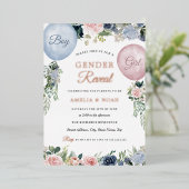 Geschlecht offenbart Foil Floral Ballon Pink Blau Folieneinladung (Stehend vorne)