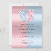 Geschlecht offenbart Fütterung Glitzer Pink Blue B Einladung (Vorderseite)