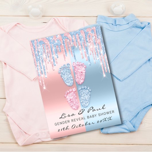 Geschlecht offenbart Fütterung Glitzer Pink Blue B Einladung