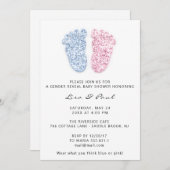 Geschlecht offenbart Fütterung Glitzer Pink Blue B Einladung (Vorne/Hinten)