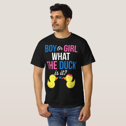 Geschlecht offenbart Junge oder Mädchen, was die E T-Shirt (Vorne ganz)