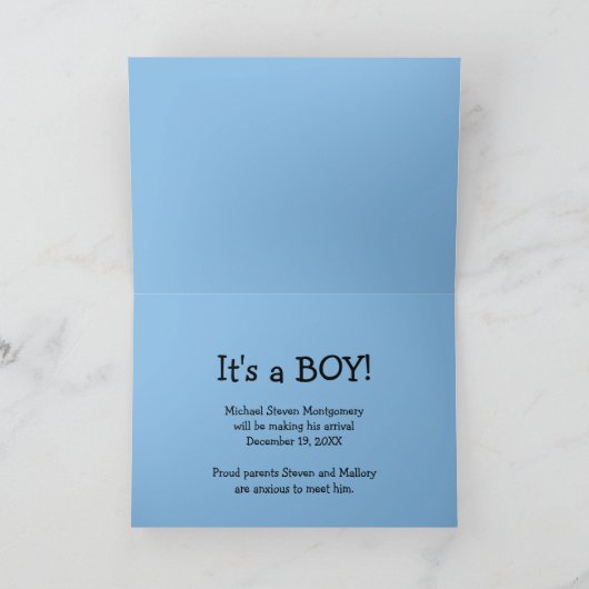 Geschlecht offenbart Karte für Junge (Innenseite)