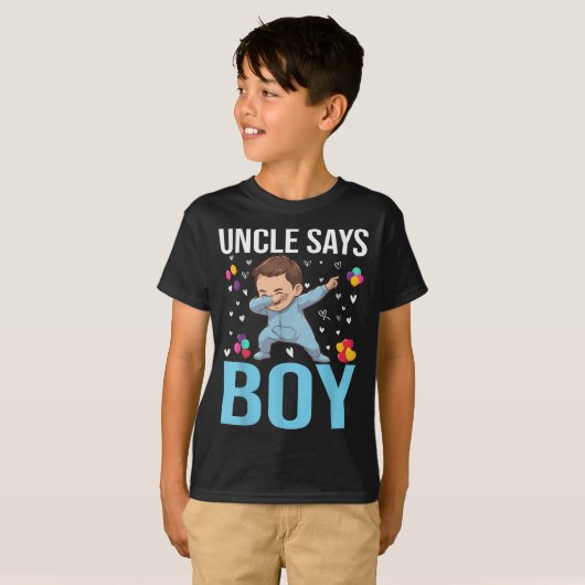 Geschlecht offenbart Onkel sagt Boy Matching Famil T-Shirt (Vorne ganz)