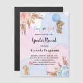 Geschlecht offenbart Pampas-Teddy-Einladungsmagnet Magnetkarte (Vorne/Hinten)