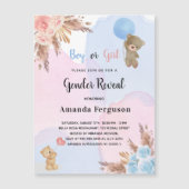 Geschlecht offenbart Pampas-Teddy-Einladungsmagnet Magnetkarte (Vorderseite)