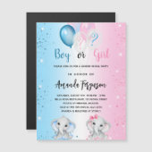 Geschlecht offenbart Party blauen pinkfarbenen Jun Magneteinladung (Vorne/Hinten)