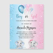 Geschlecht offenbart Party blauen pinkfarbenen Jun Magneteinladung (Vorderseite)