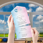 Geschlecht offenbart Party blauen rosa Ballons UAW All In One Einladung