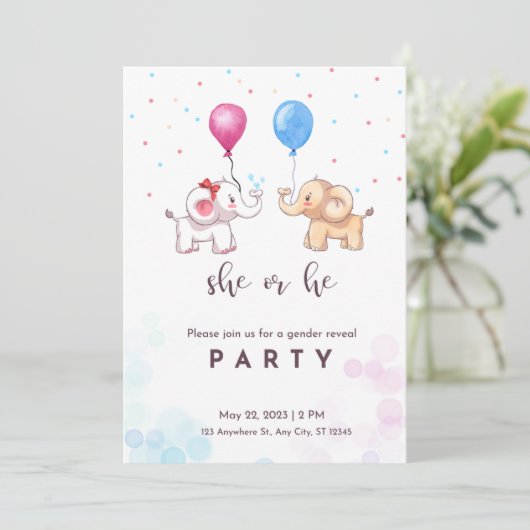 Geschlecht offenbart Party, Junge oder Mädchen, El Einladung (Stehend Vorderseite)