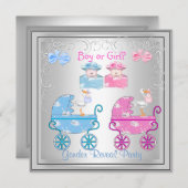 Geschlecht offenbart Party Junge oder Mädchen Silb Einladung (Vorne/Hinten)